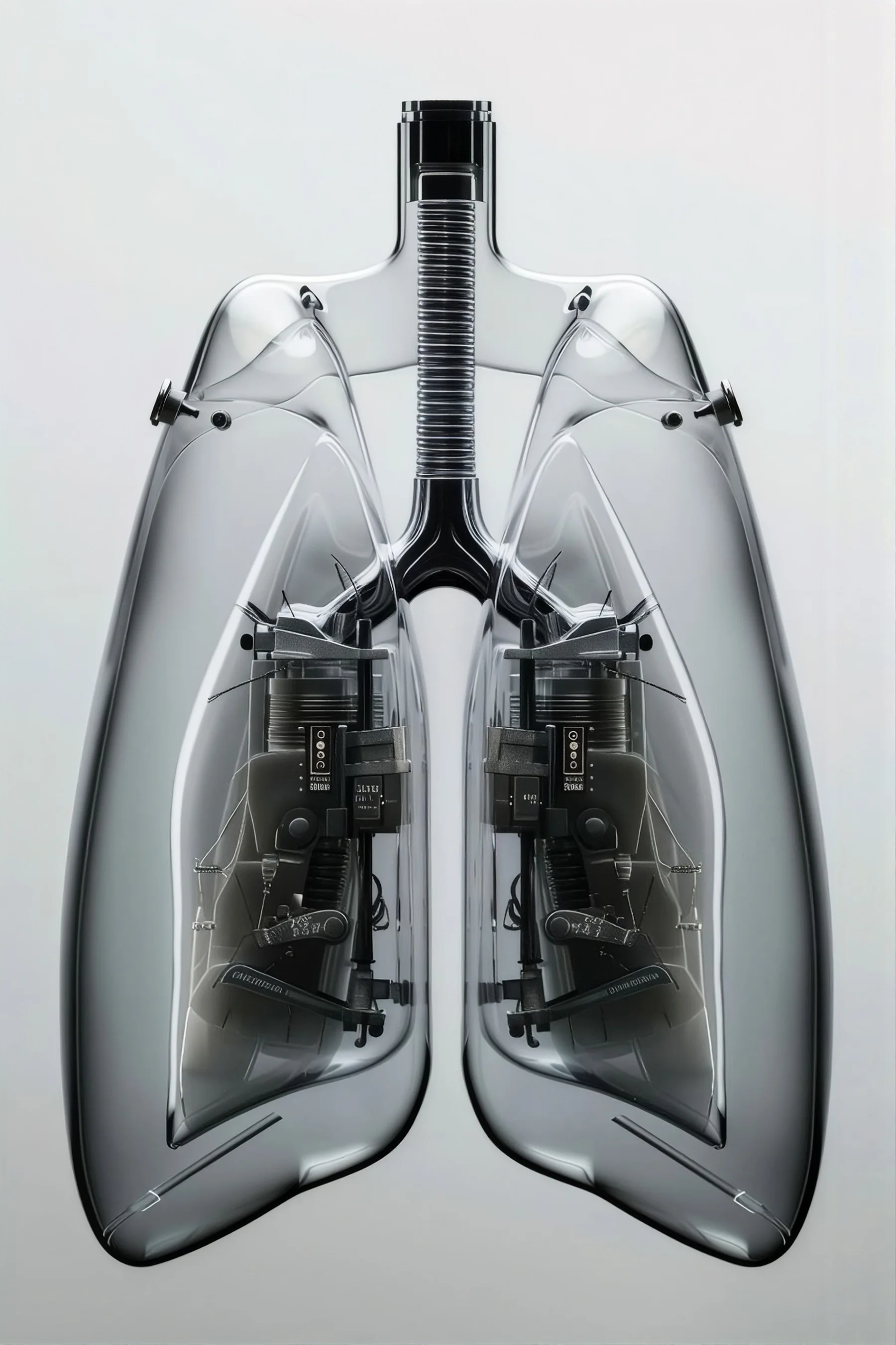 Reference: a transparent lung holding mechanical organs